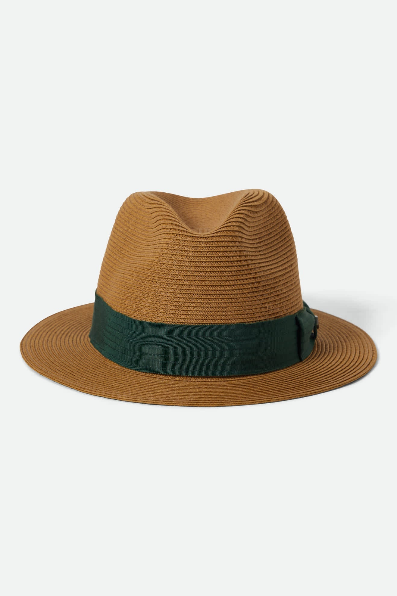 Brixton Roma Straw Packable Fedora Dark Tan/Primal Green