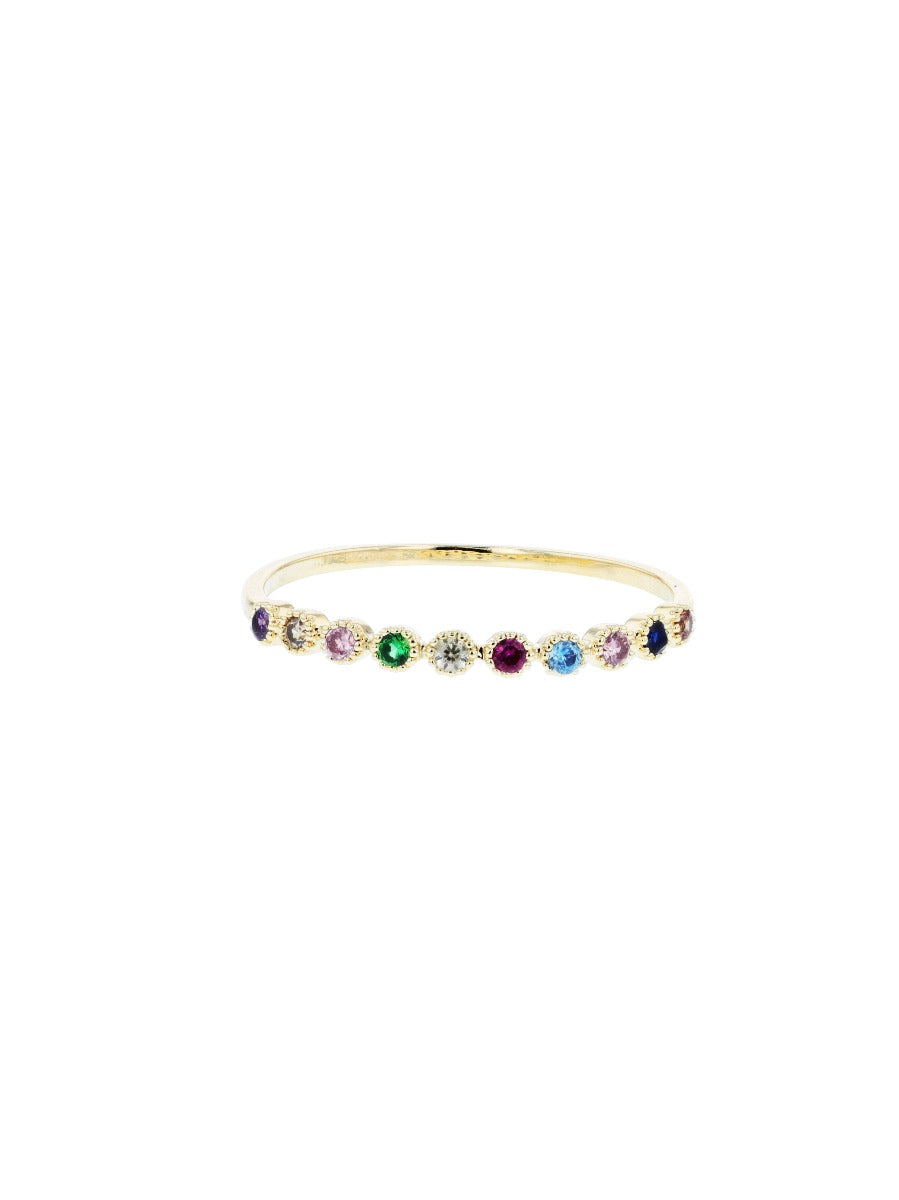 Tiger Tree Gold Crystal Half Band Rainbow Ring
