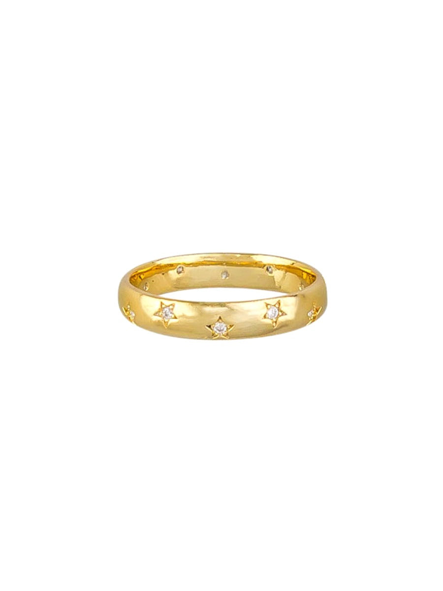 Tiger Tree Gold Crystal Star Bright Ring