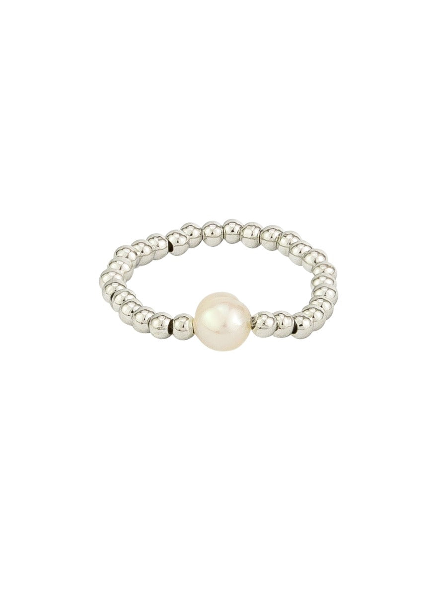 Tiger Tree RKJ2477S Silver Ball & Pearl Ring