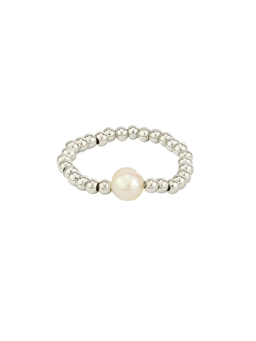 Tiger Tree RKJ2477S Silver Ball & Pearl Ring