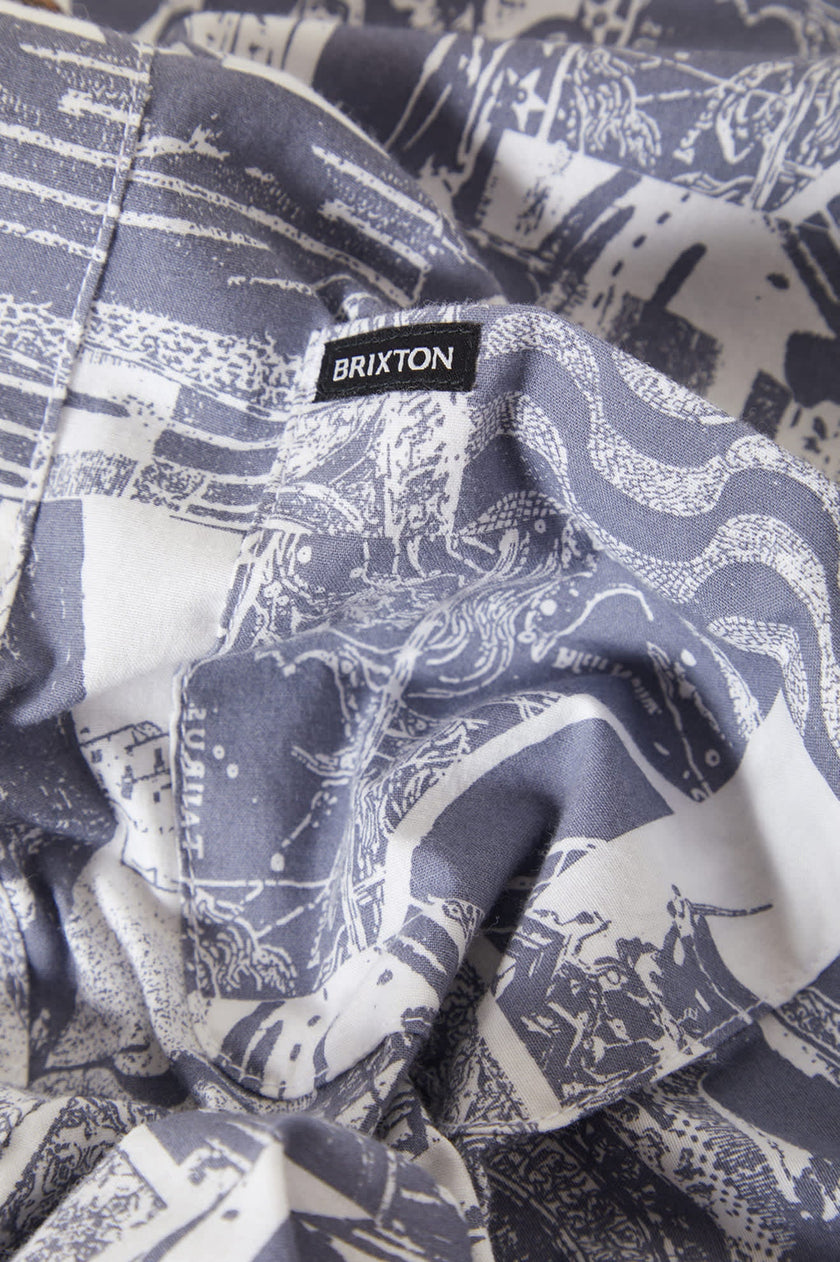 Brixton Charter Print SS Shirt Navy/White Collage