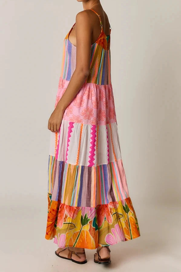 Rubyyaya Breeze Patch Maxi Dress Melon