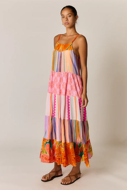 Rubyyaya Breeze Patch Maxi Dress Melon