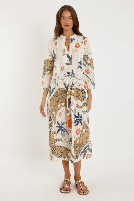 Rubyyaya Celine Kaftan Cheetah Print