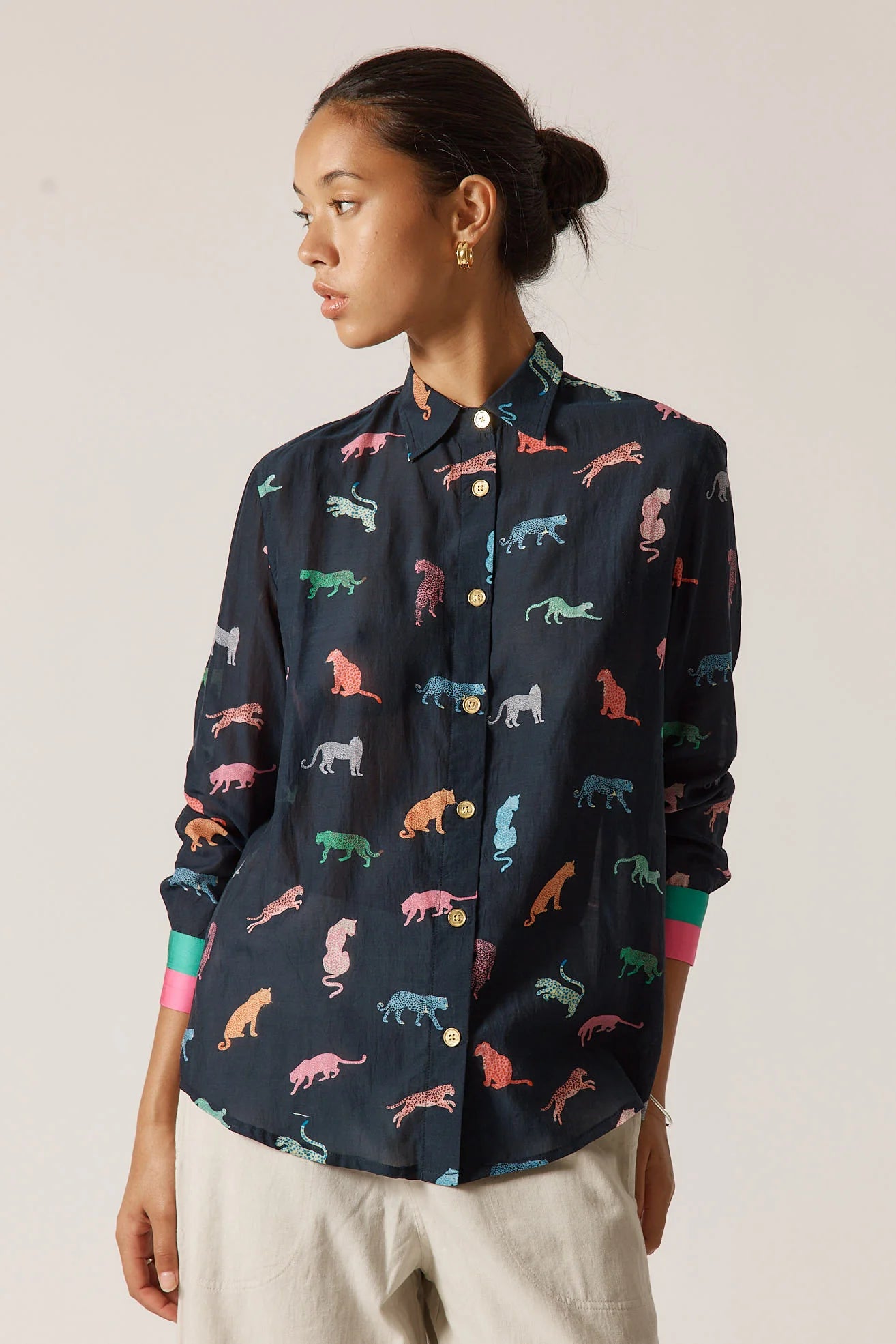 Rubyyaya Funky Cats Shirt Print