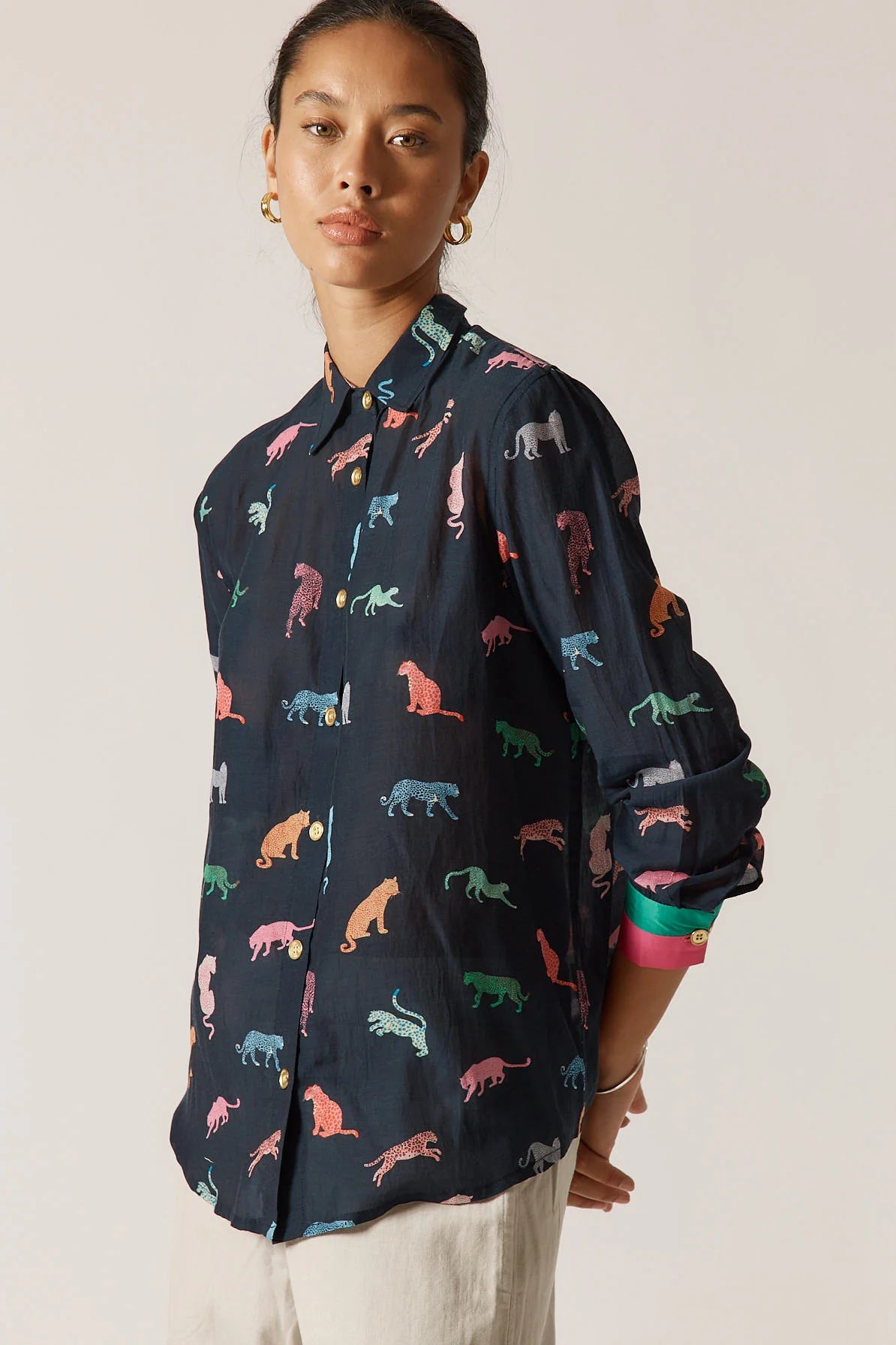 Rubyyaya Funky Cats Shirt Print