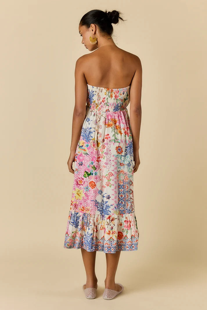 Rubyyaya Songbird Strapless Dress White Floral