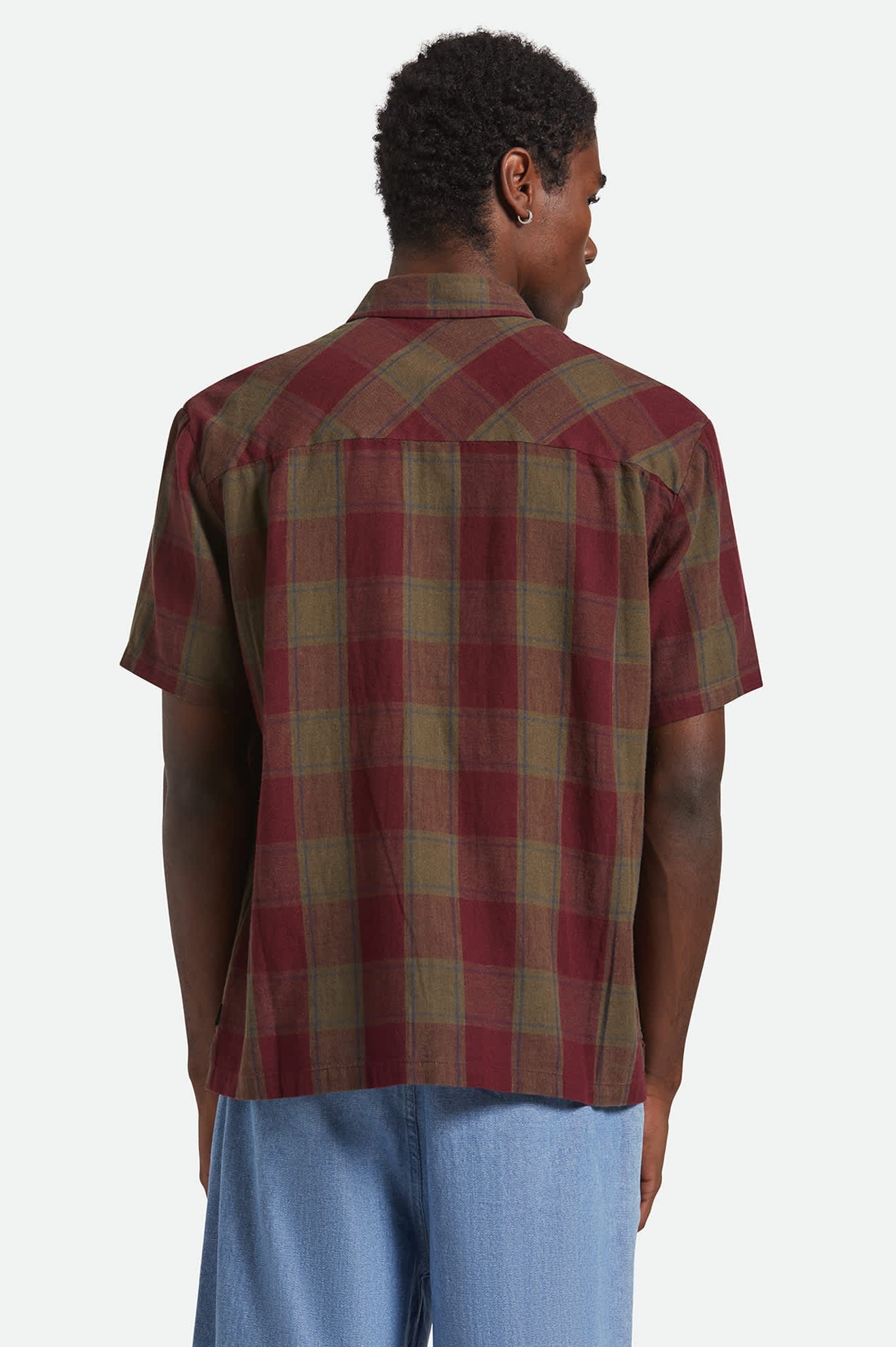 Brixton Cru Linen Blend S/S Woven Shirt Olive Surplus/Port