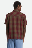 Brixton Cru Linen Blend S/S Woven Shirt Olive Surplus/Port