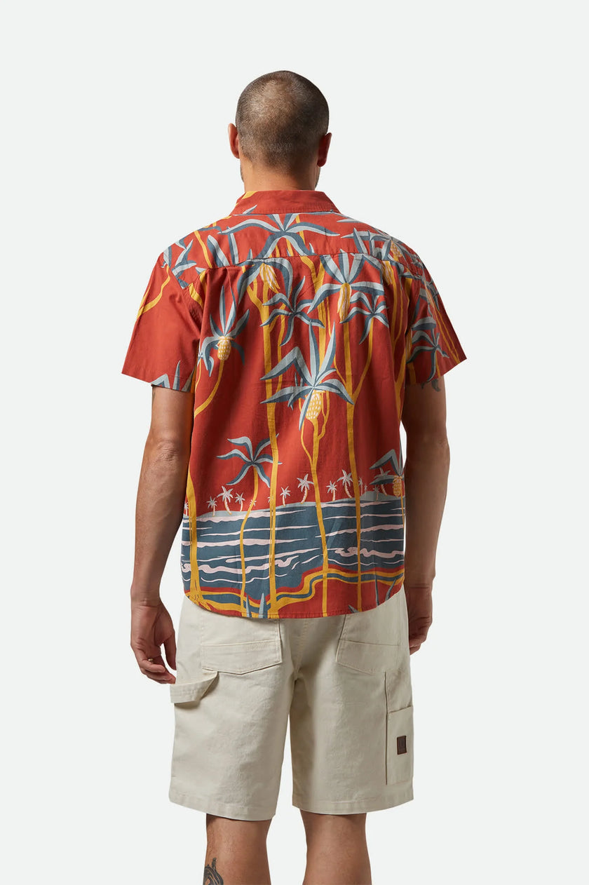 Brixton Charter Print S/S Woven Dark Red Scenic Trip