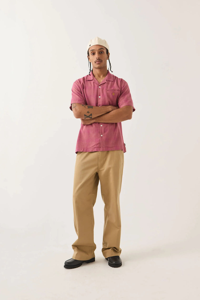 Brixton Century Short Sleeve Shirt Pink Shadow Plaid