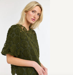 365 Days Ivy Embroidered Top Khaki Floral