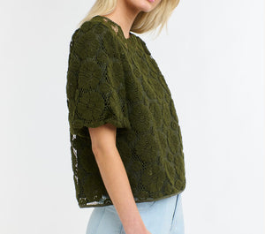 365 Days Ivy Embroidered Top Khaki Floral