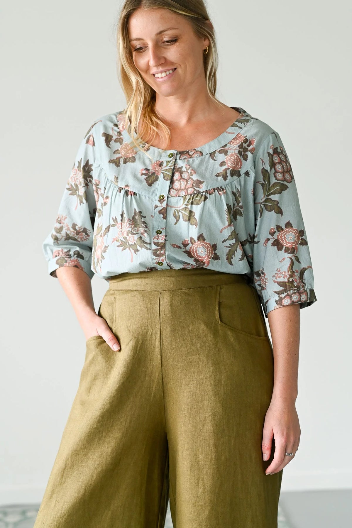 Lazybones Ollie Pant Fir Green Linen