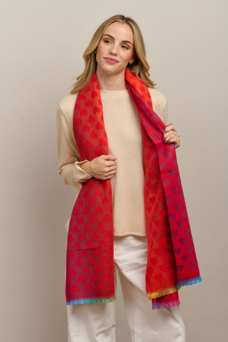 Tiger Tree Red Faded Heart Scarf