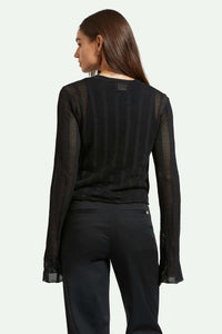 Brixton Sheer Knit Top Long Sleeve Black