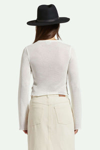 Brixton Sheer Knit Top Long Sleeve Off White