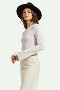 Brixton Sheer Knit Top Long Sleeve Off White