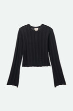 Load image into Gallery viewer, Brixton Sheer Knit Top Long Sleeve Black
