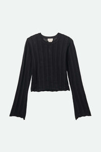 Brixton Sheer Knit Top Long Sleeve Black