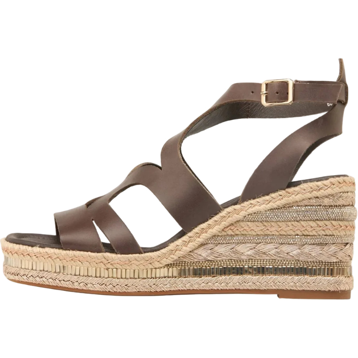 Django & Juliette Oxlie Wedge Heels Chocolate Leather