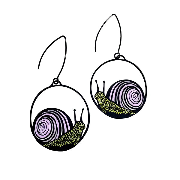 DENZ Midi Snail Earrings Black/Pink/Lime