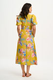 Sugarhill Sorcha Midi Dress Yellow Tropical Fruits