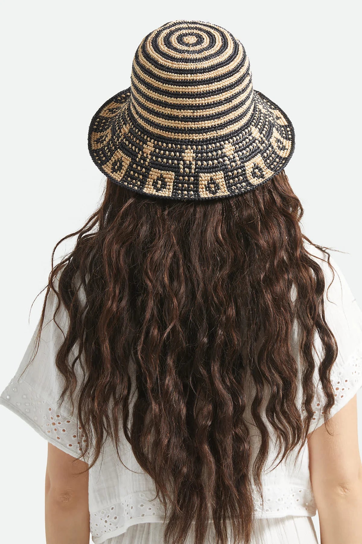 Brixton Redding Packable Straw Bucket Hat Black/Natural