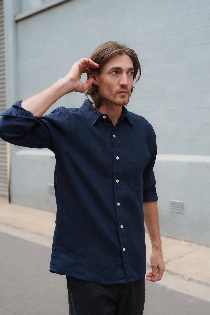 Hemp Clothing Australia Heritage Shirt Navy