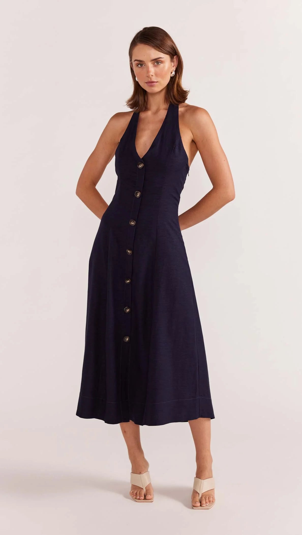 Staple The Label Alora Halter Dress Navy