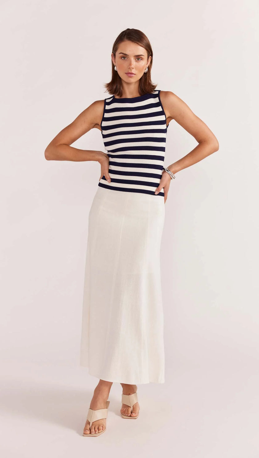 Staple The Label Loren Stripe Knit Tank Navy/White