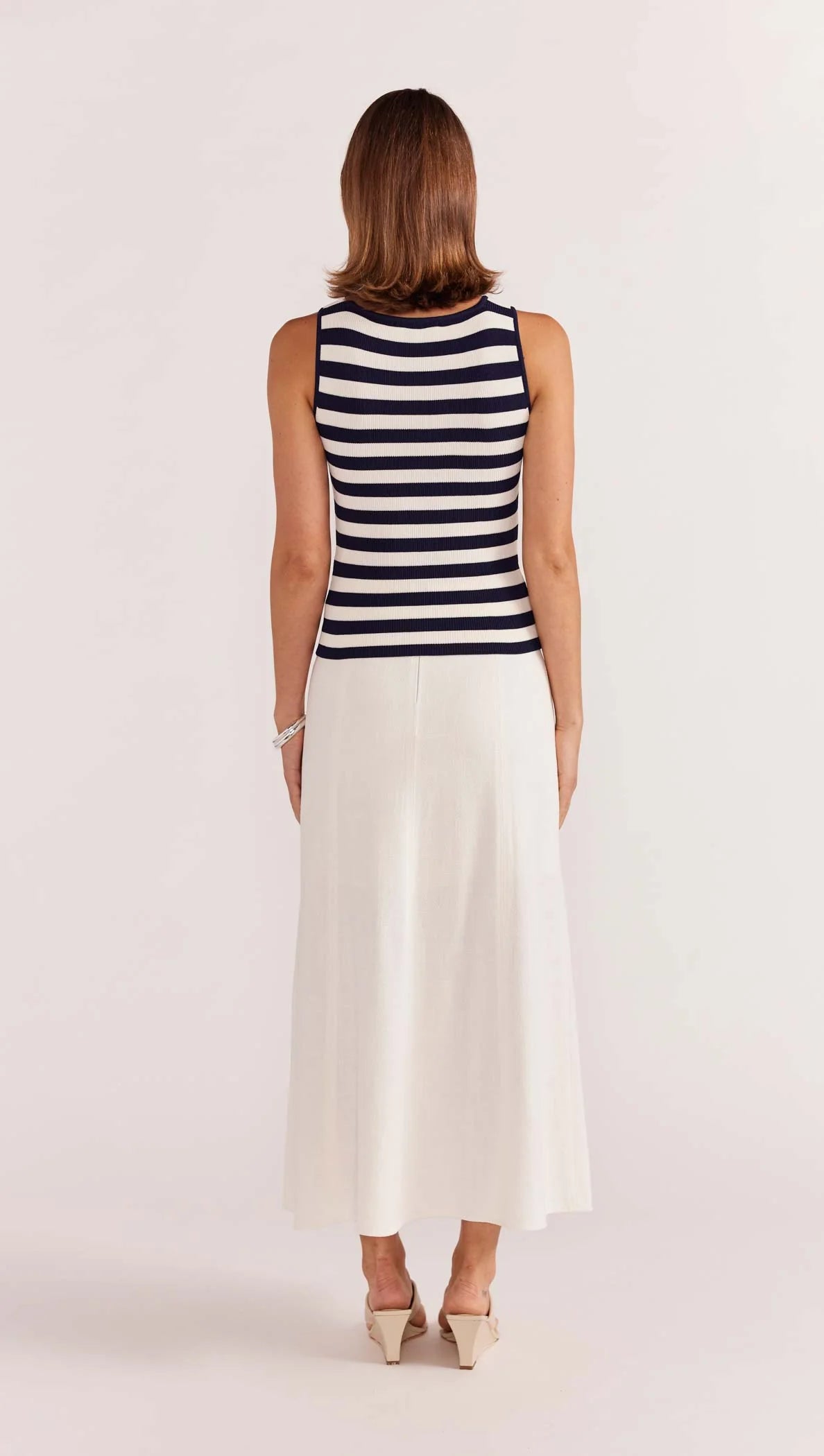 Staple The Label Loren Stripe Knit Tank Navy/White