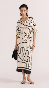 Staple The Label Zenith Midi Shirtdress Abstract