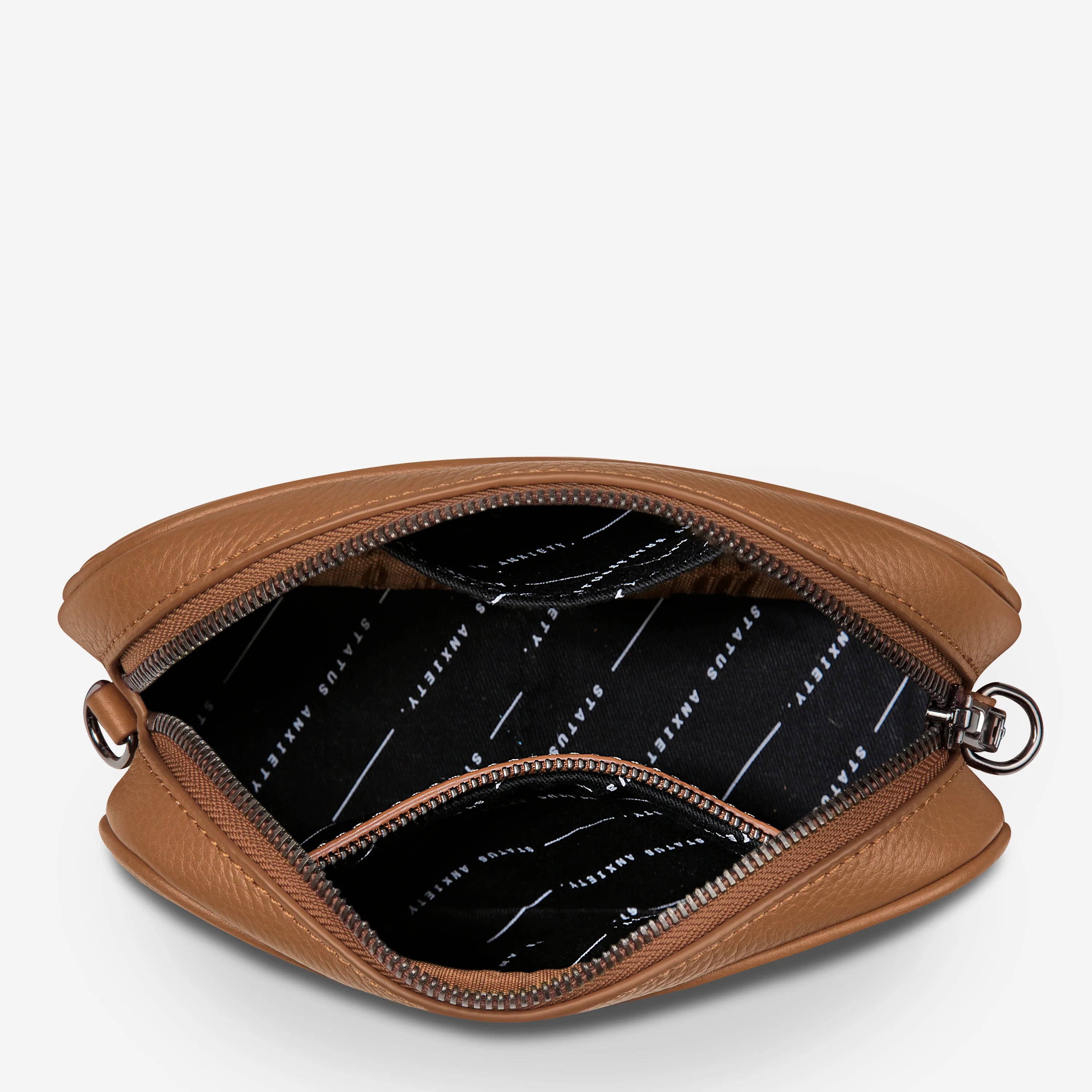 Status Anxiety Plunder Bag With Dual Straps Camel Leather