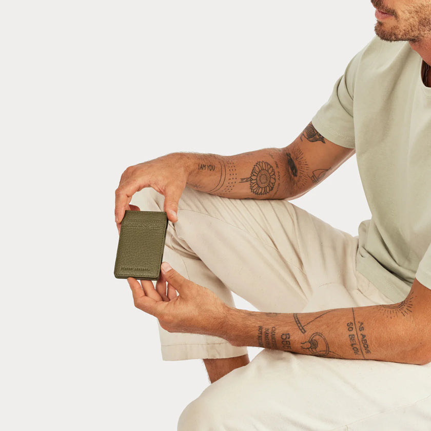 Status Anxiety Flip Wallet Khaki Leather
