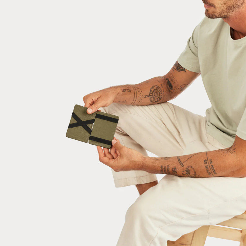 Status Anxiety Flip Wallet Khaki Leather