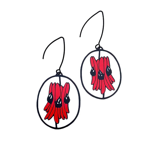 DENZ Midi Sturt Desert Pea Earrings Red/Black
