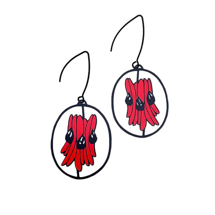 DENZ Midi Sturt Desert Pea Earrings Red/Black