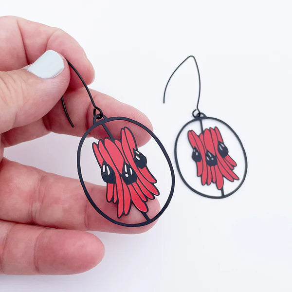 DENZ Midi Sturt Desert Pea Earrings Red/Black