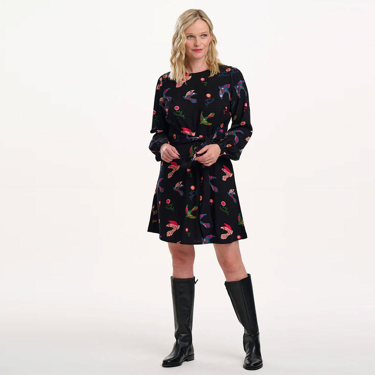 Sugarhill Brighton Oksana Mini Dress Black/Rainbow Folk Bird