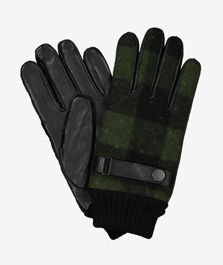 Swanndri Jacks Point Leather Glove Olive/Black Check