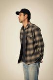 Brixton Builders Bowery Stretch LS Flannel Black/Cinder Grey