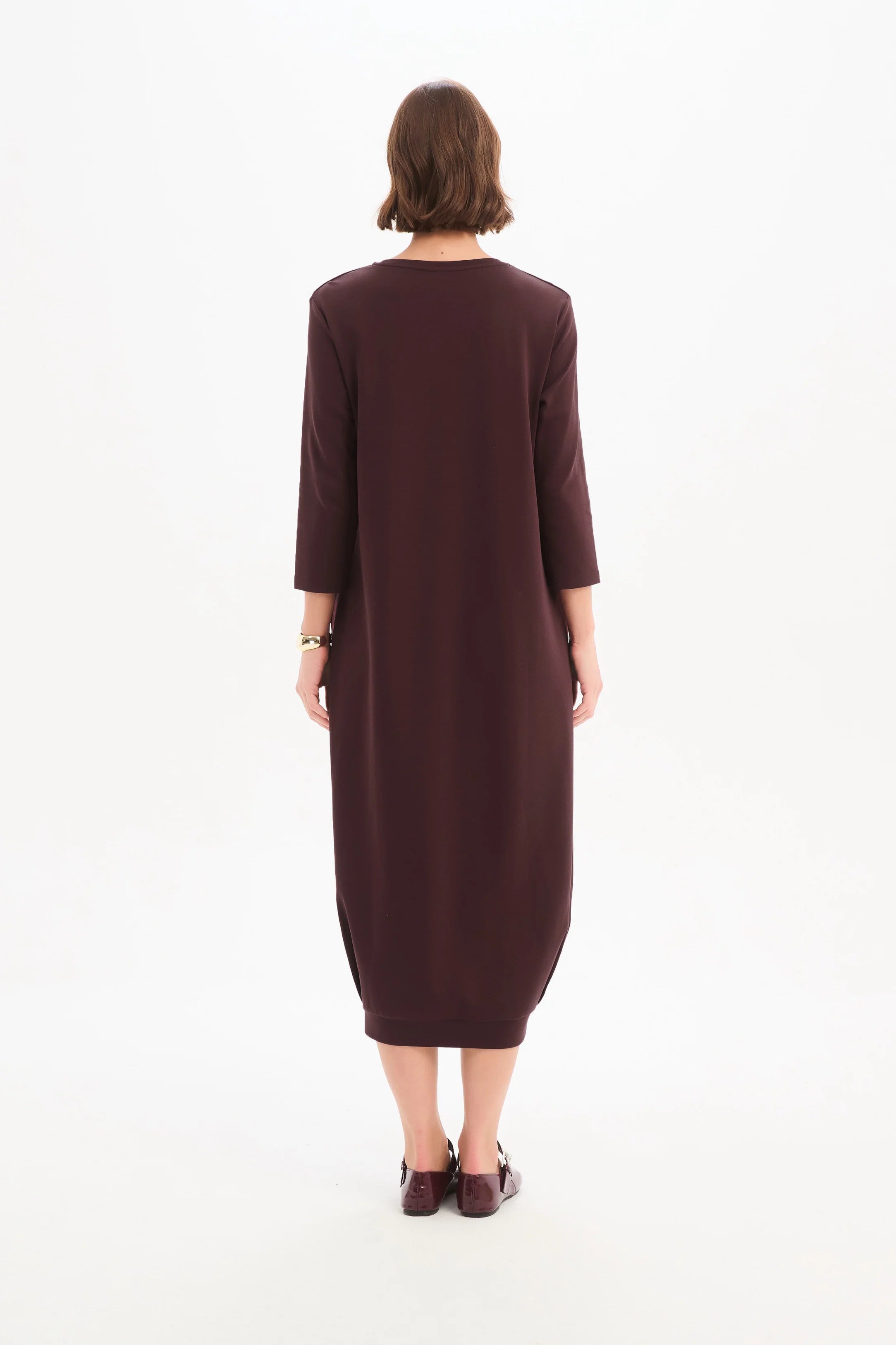 Tirelli Banded Hem Jersey Dress Mulled Wine