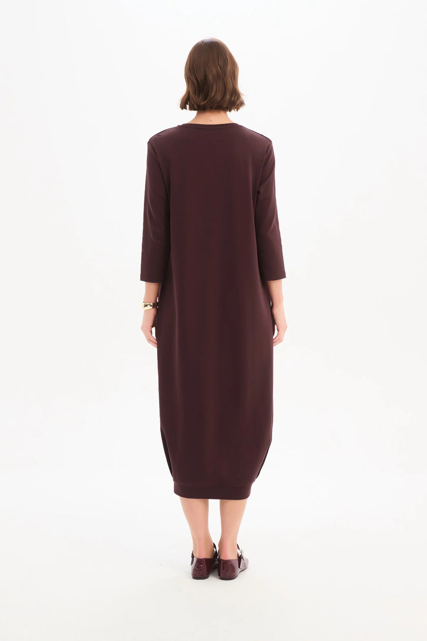 Tirelli Banded Hem Jersey Dress Mulled Wine