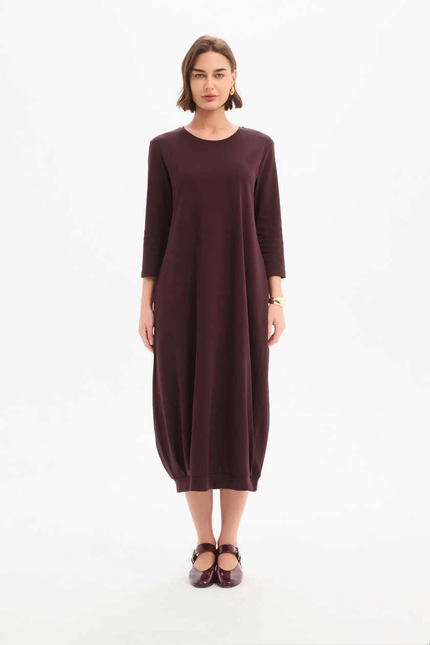 Tirelli Banded Hem Jersey Dress Mulled Wine