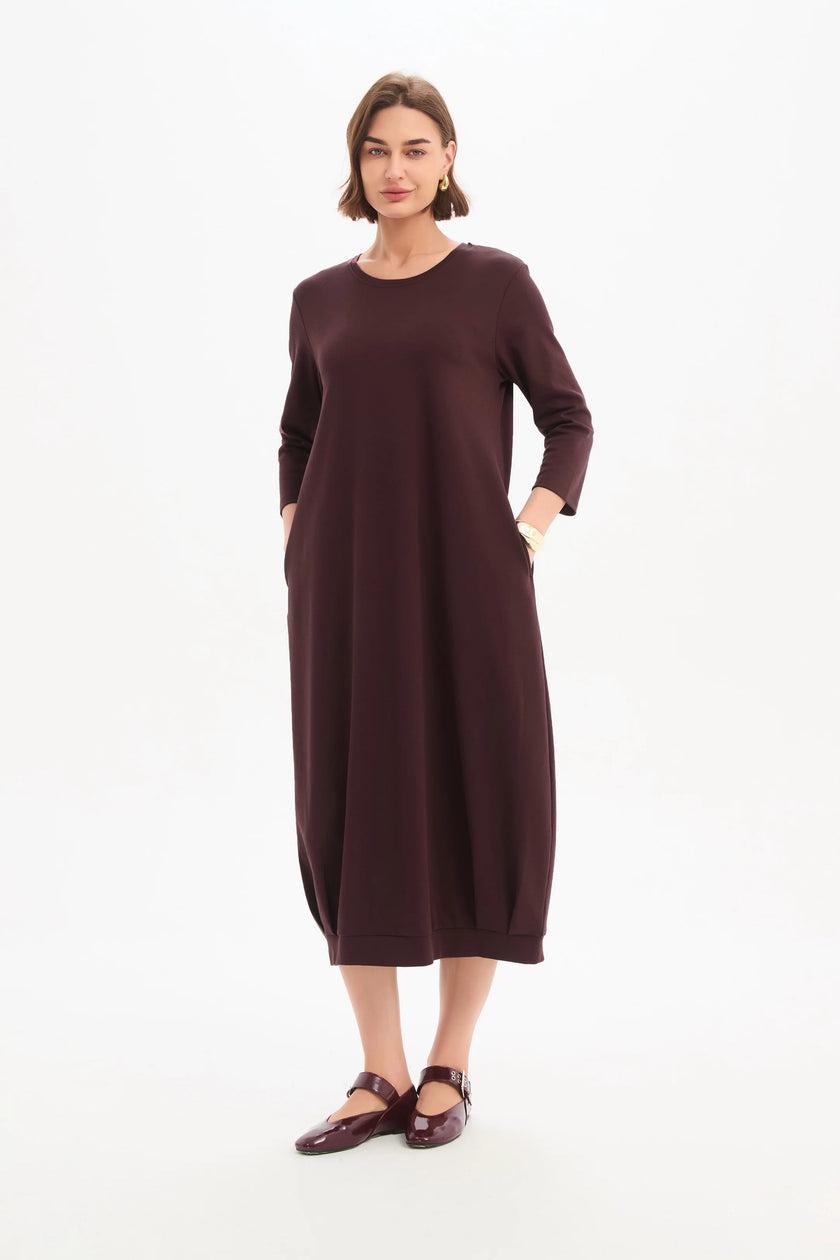 Tirelli Banded Hem Jersey Dress Mulled Wine