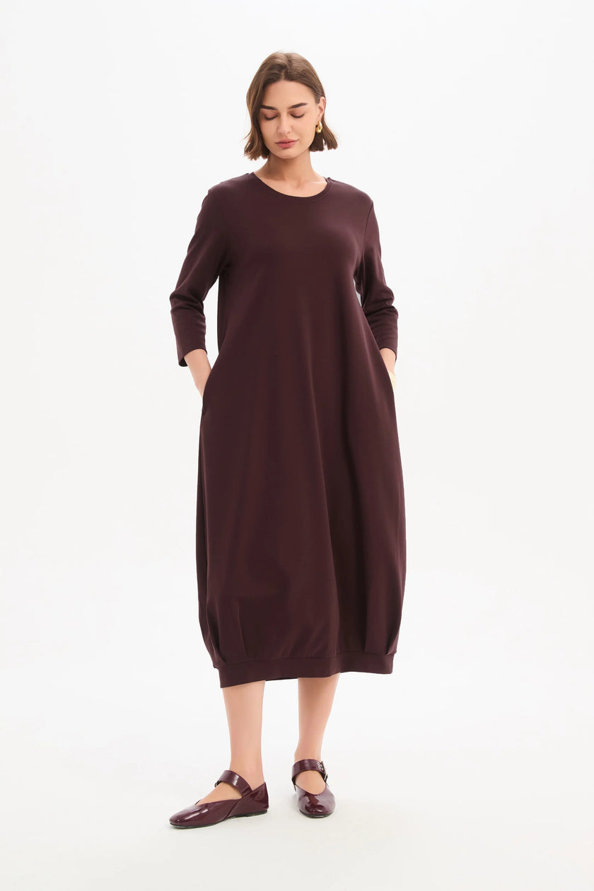 Tirelli Banded Hem Jersey Dress Mulled Wine