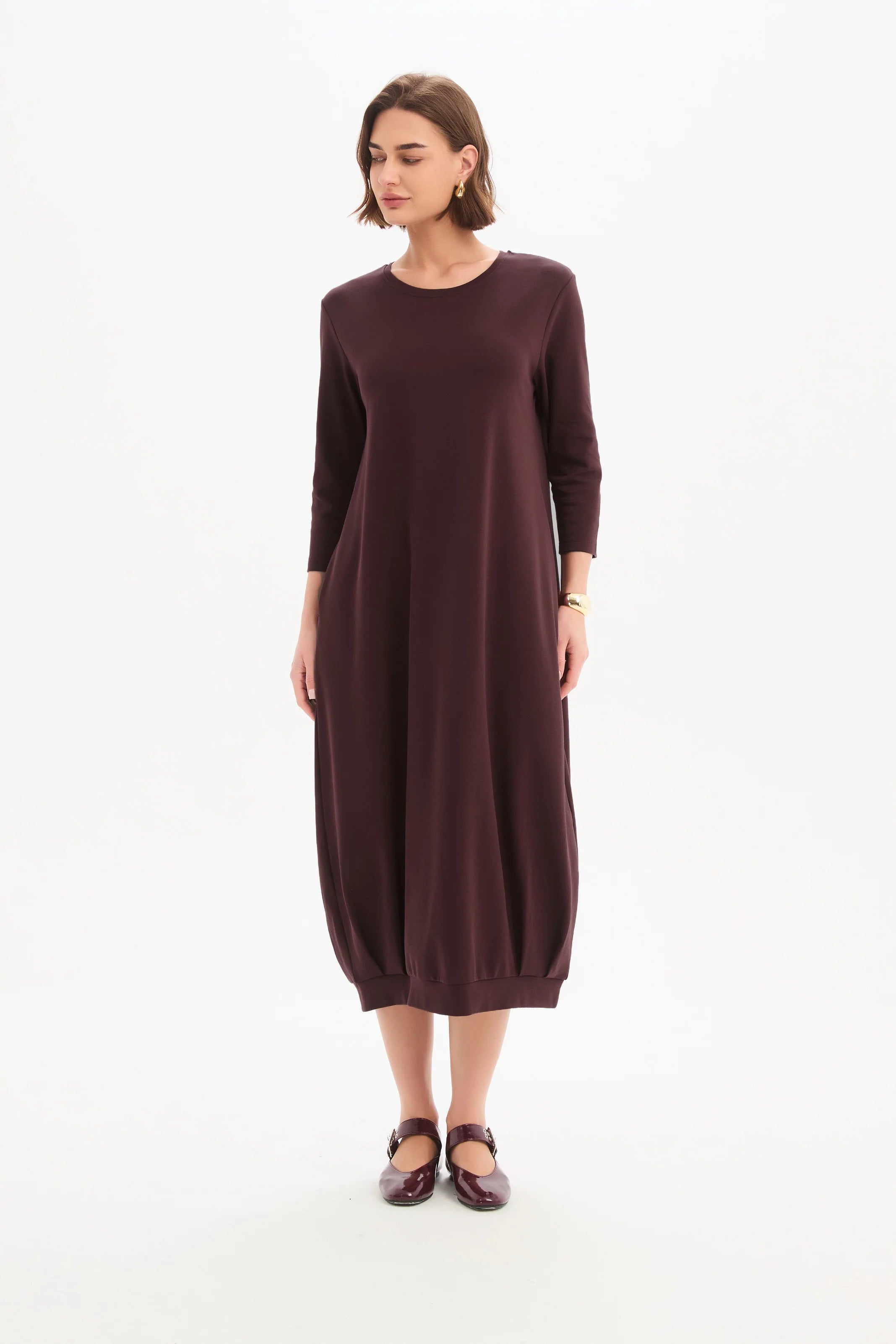 Tirelli Banded Hem Jersey Dress Mulled Wine