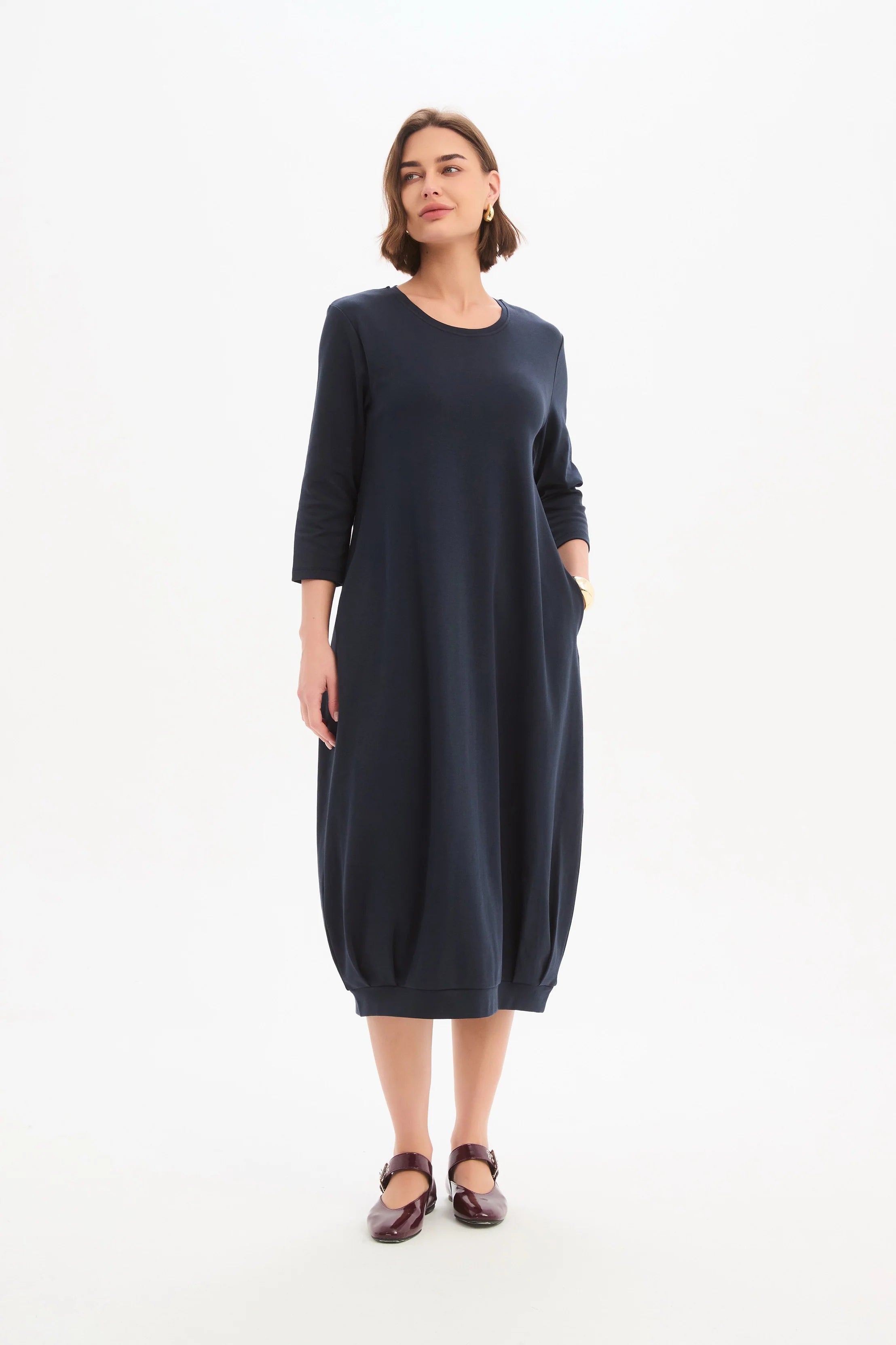 Tirelli Banded Hem Jersey Dress Navy